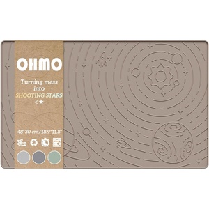 image:imageOHMO Dog Food Mat Silicone Waterproof Cat Food Mat NonSkid Spill Proof Pet Feeding Mat for Food and Water Easy to Clean Dog PlacematBeige 189 x 118Beige
