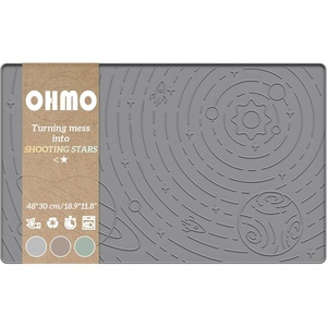 image:imageOHMO Dog Food Mat Silicone Waterproof Cat Food Mat NonSkid Spill Proof Pet Feeding Mat for Food and Water Easy to Clean Dog PlacematBeige 189 x 118Grey