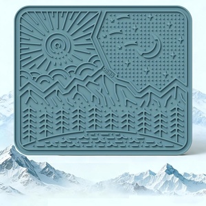 image:imageOHMO Lick Mat for Dogs and Cats Large2 Pack Nature Design Easy to Clean Pet Slow Feeder with Suction Cups for Anxiety Relief and Boredom ReductionOliveSage GreenLight Blue