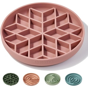 image:imageOHMO Slow Feeder Dog Bowls Sunrise Coral Enrichment Toy Soft Silicone Food Safe Feeding Bowl Non Slip Suction Cup for All Breed Pet Cat Slow Down Eating Dishes Boredom and Anxiety ReducerCoral