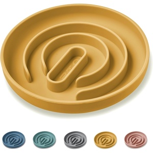 image:imageOHMO Slow Feeder Dog Bowls Sunrise Coral Enrichment Toy Soft Silicone Food Safe Feeding Bowl Non Slip Suction Cup for All Breed Pet Cat Slow Down Eating Dishes Boredom and Anxiety ReducerYellow