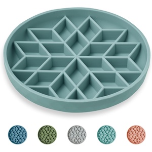 image:imageOHMO Slow Feeder Dog Bowls Sunrise Coral Enrichment Toy Soft Silicone Food Safe Feeding Bowl Non Slip Suction Cup for All Breed Pet Cat Slow Down Eating Dishes Boredom and Anxiety ReducerLight Blue