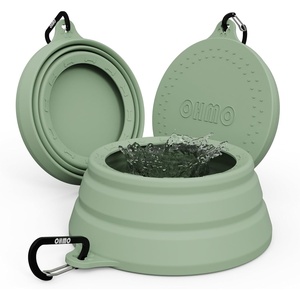 image:imageOHMO Spill Proof Collapsible Dog Water Bowl Large 34oz for Cars No Splash Portable Bowls for Dog Travel Pet Essentials for Road Trips Cat Travel AccessoriesSage Green