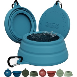 image:imageOHMO Spill Proof Collapsible Dog Water Bowl Large 34oz for Cars No Splash Portable Bowls for Dog Travel Pet Essentials for Road Trips Cat Travel AccessoriesPeacock Blue